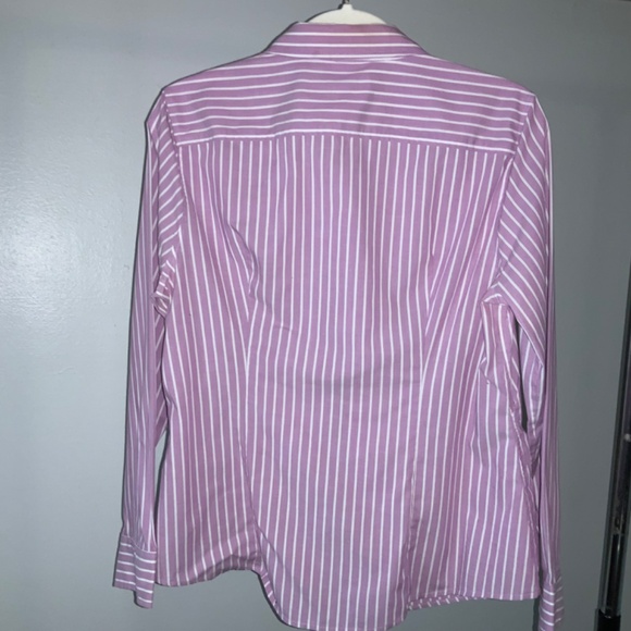 Banana Republic Womens Tailored No Iron button front Shirt Sz 10P striped - Picture 3 of 5